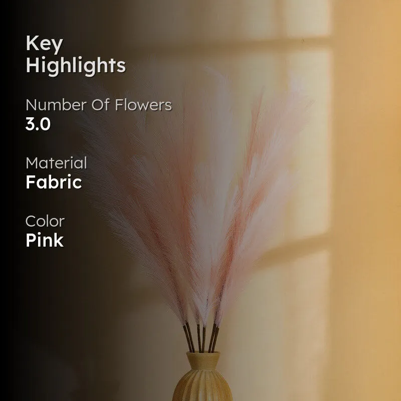 Artificial Realistic Pampas Sticks (Pink) - Set Of Three media 2