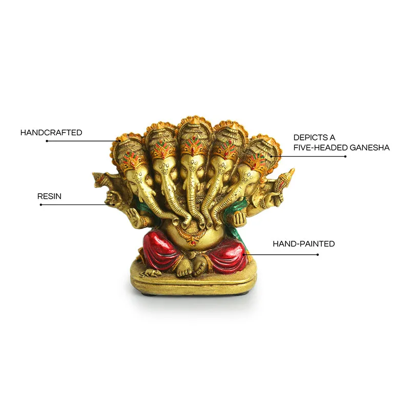 Panchmukha Ganapati Resin Idol media 5