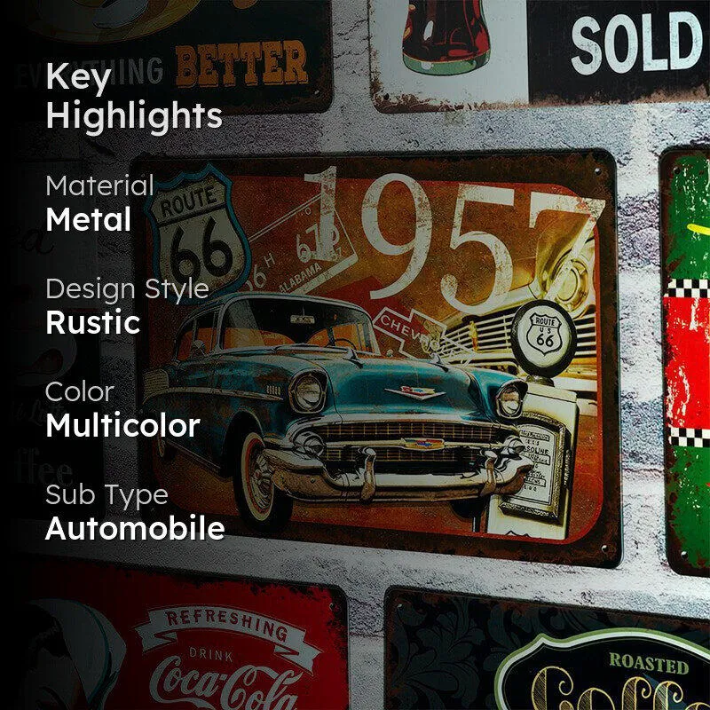 1957 Moto Route 66 Retro Metal Wall Accent media 2