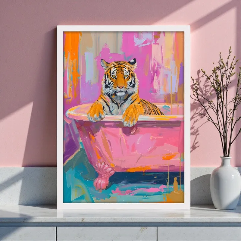 The Prowler’s Bath Canvas Wall Art With Frame - Pink media 3