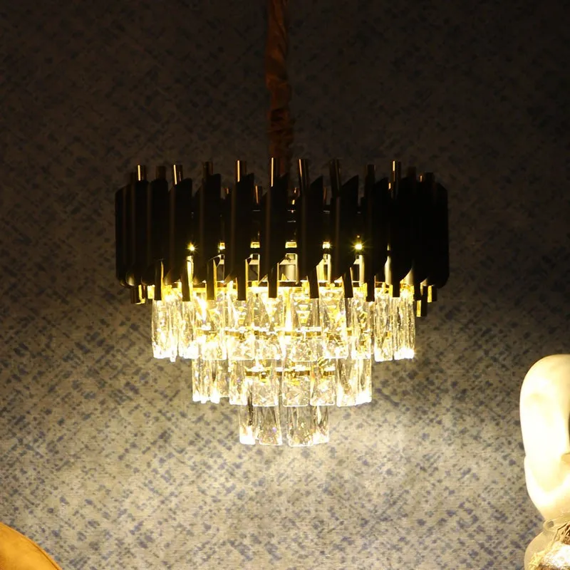 Glam Crystal Cascade Chandelier - Black & Gold media 2