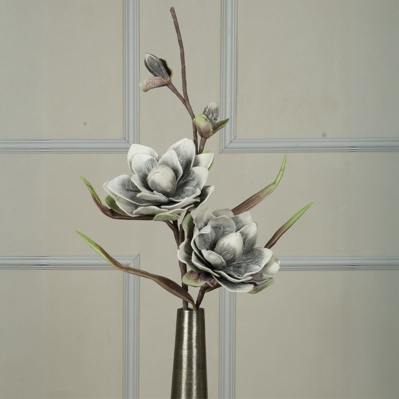 Elegant Artificial Magnolia Foam Flower Stick - Grey media 3