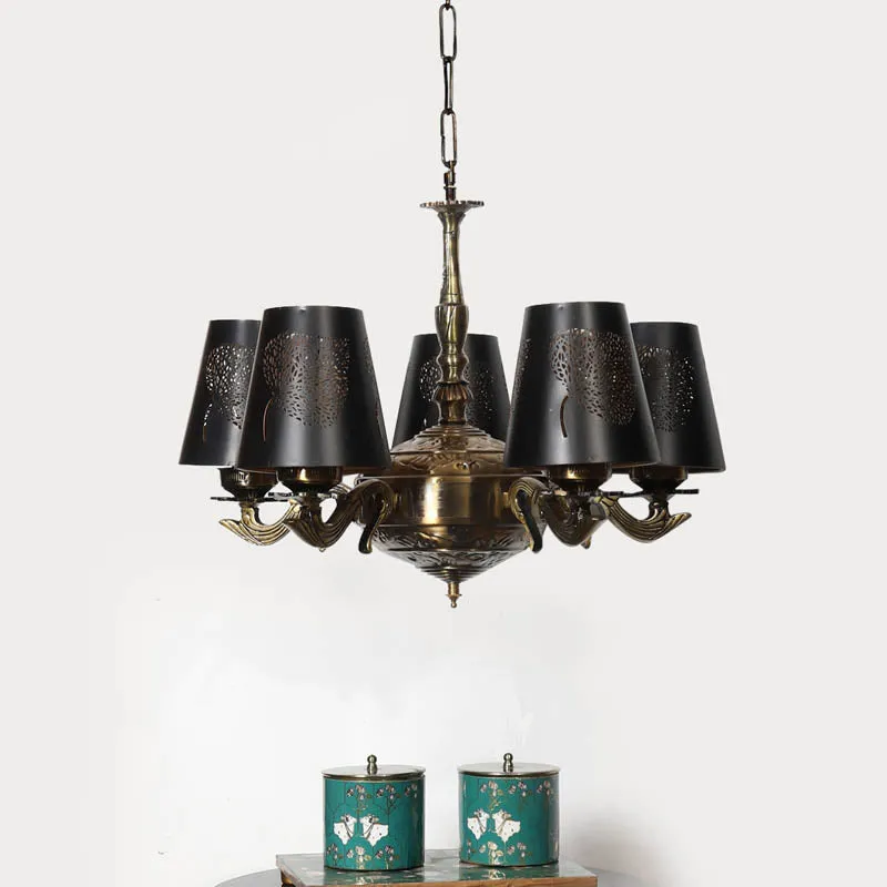 Raafae Conical Golden Antique Ceiling Lamp media 2