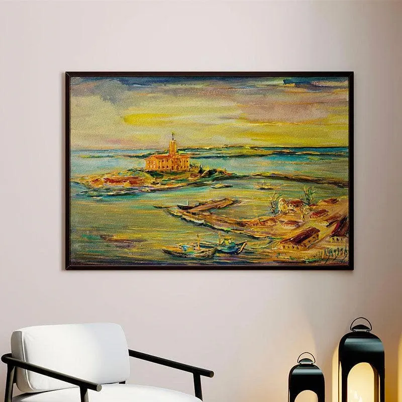 Vivid Sunset Canvas Wall Painting - Black Frame media 1