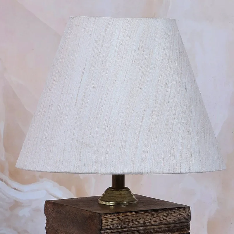Truda Cube Solid Mango Wood Table Lamp - Ivory,Brown media 5