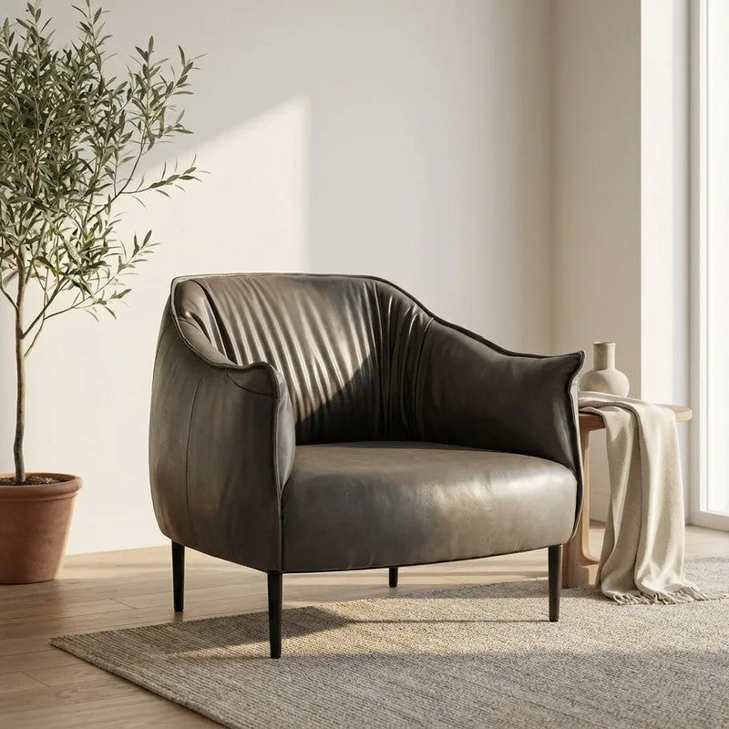 Elvora Neem Wood Accent Chair - Grey media 1