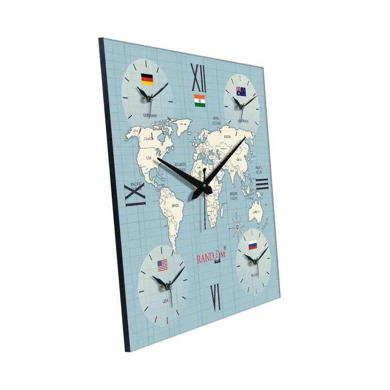 Around The World In 24 Hours Wall Clock - Blue media 4