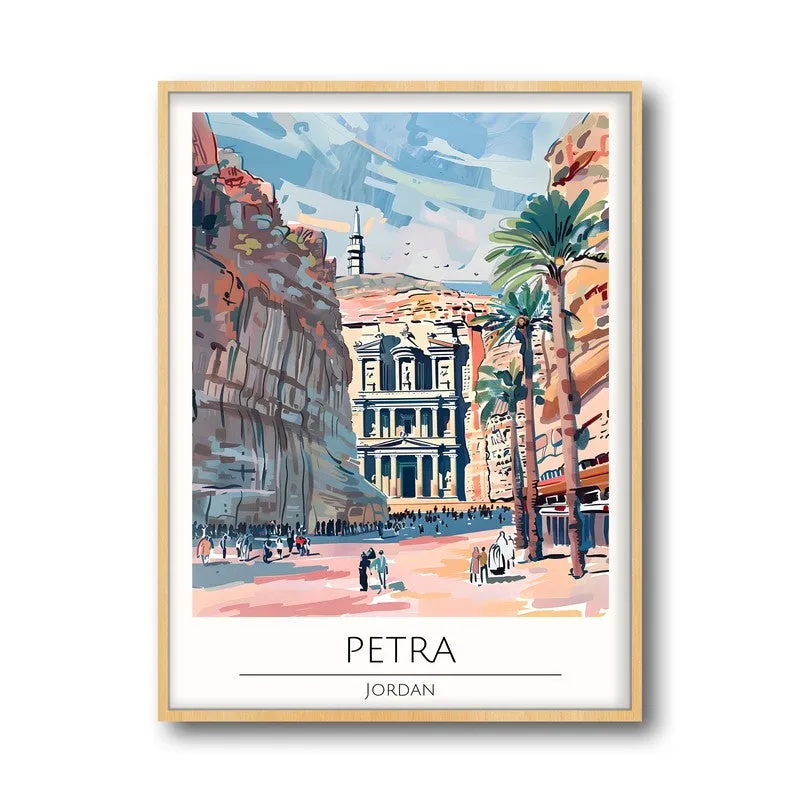 Vintage Petra Framed Canvas Archival Canvas Wall Painting - Natural Brown Frame media 5