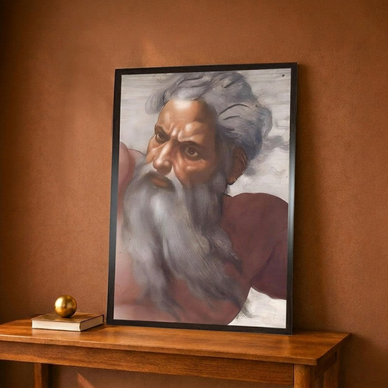 Sistine Chapel Ceiling Detail of the Face of God Canvas Wall Painting - 9 x 12 Inches