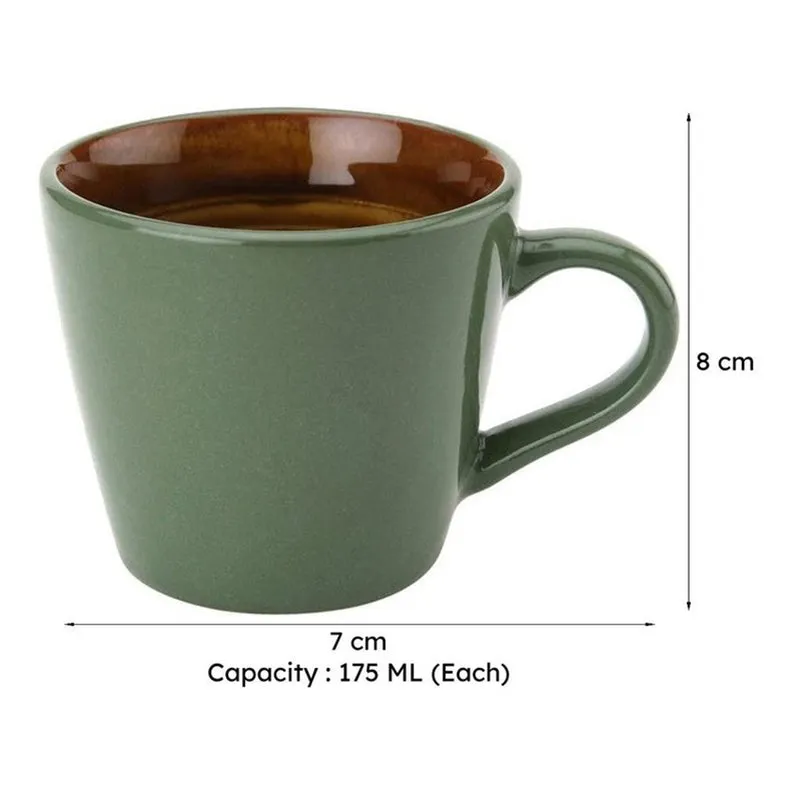 Karvaa Ceramic Tea Cup (175 mL Each)/Olive Green)- Set of Six media 9