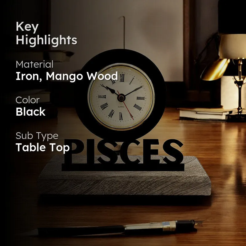Pisces Zodiac Analog Table Clock media 2