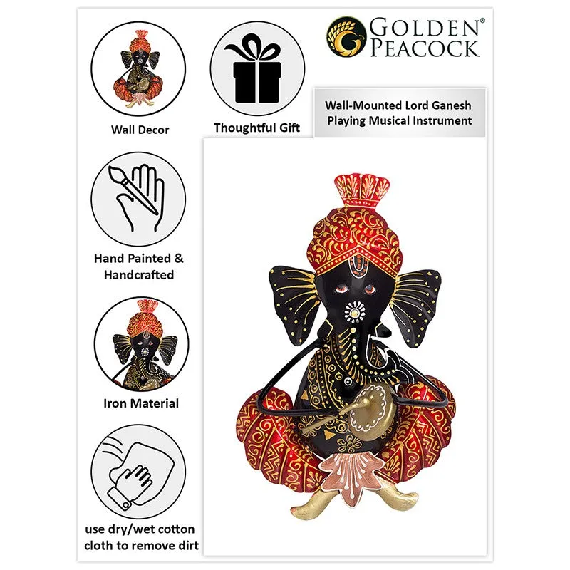 Ganesh Handcrafted Iron Wall Accent - Red media 3