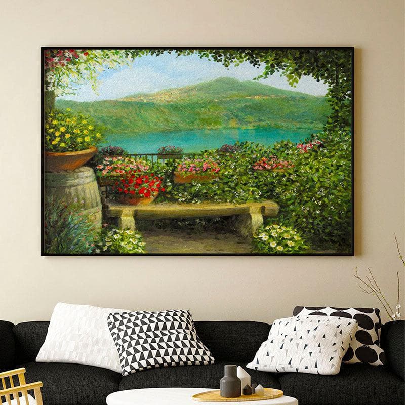 Castel Gandolfo Canvas Wall Painting - Black Frame
