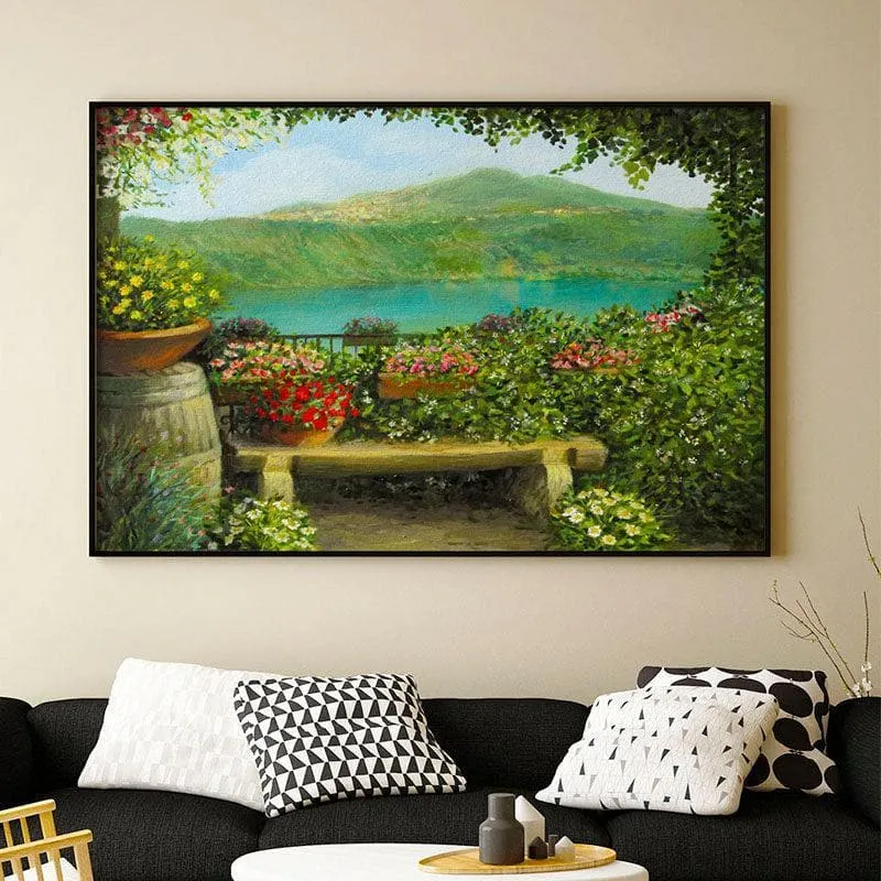 Castel Gandolfo Canvas Wall Painting - Black Frame media 1