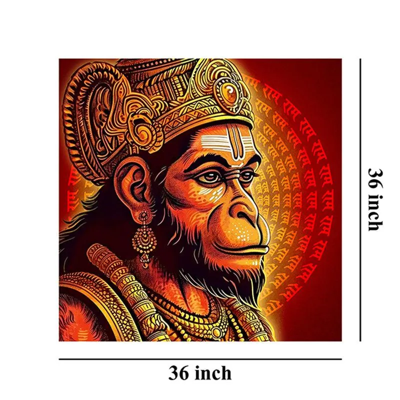 Hanuman Spiritual Canvas Wall Art with Frame - Red media 7