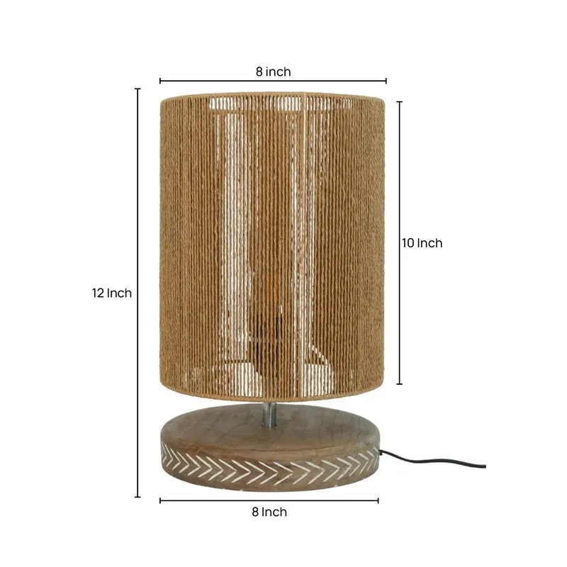 Loomstripe Wooden & Cotton Table Lamp - Brown media 5