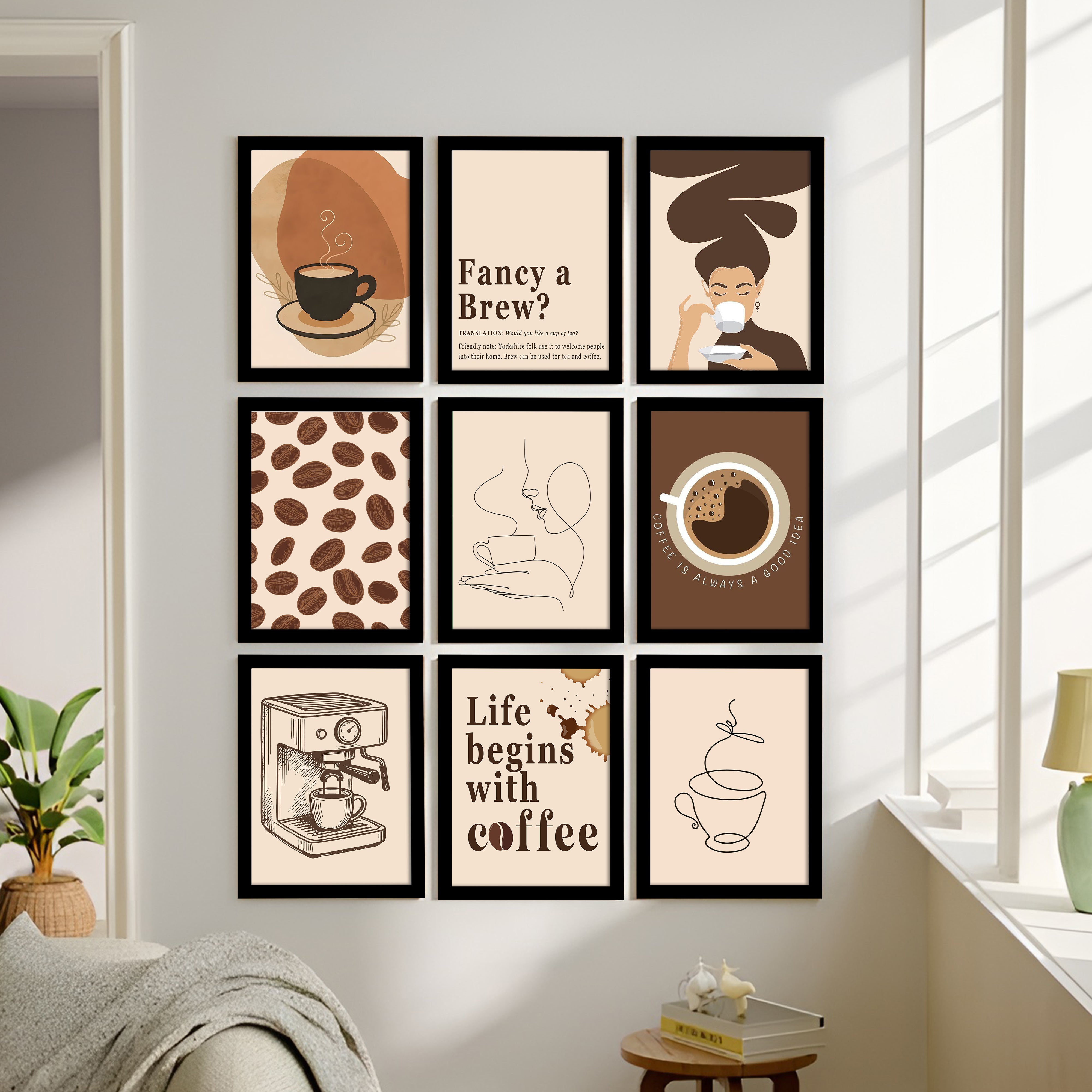 Roastia Cafe Style Coffee Wall Art Set With Frame - Set Of Nine media 7