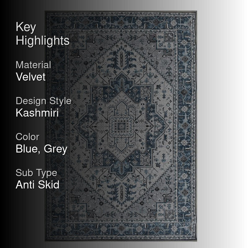 Oriana Velvet Rectangle Anti-Skid Carpet media 2