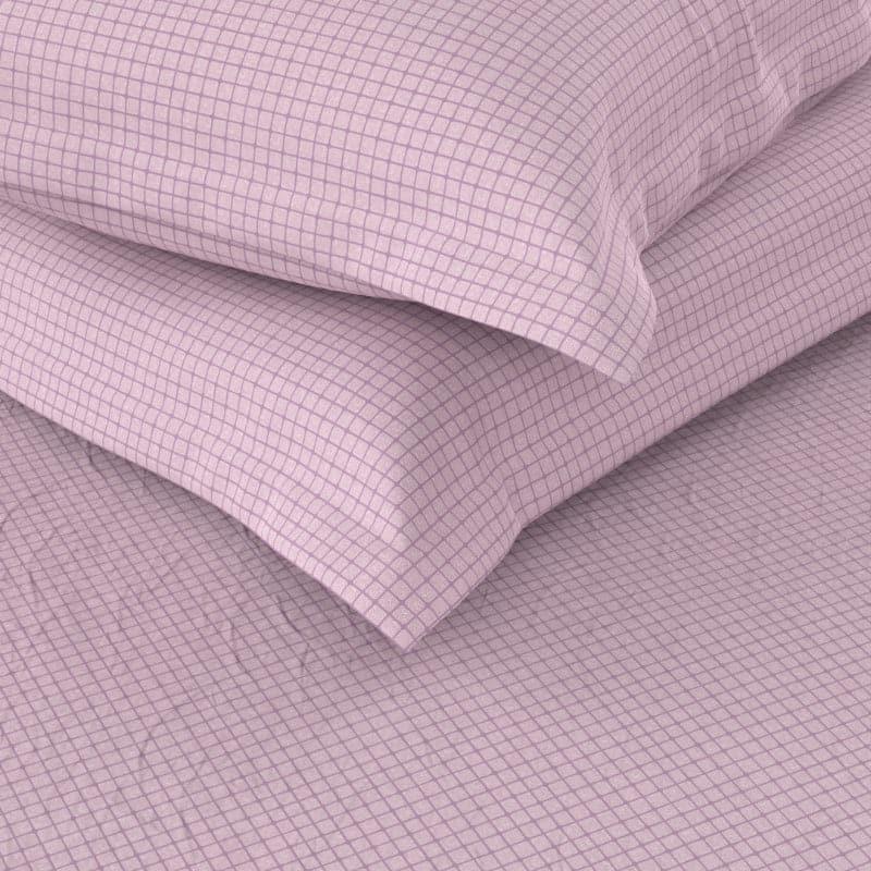 Brio Checkered Cotton Bedsheet (Lilac) - 210 TC media 4