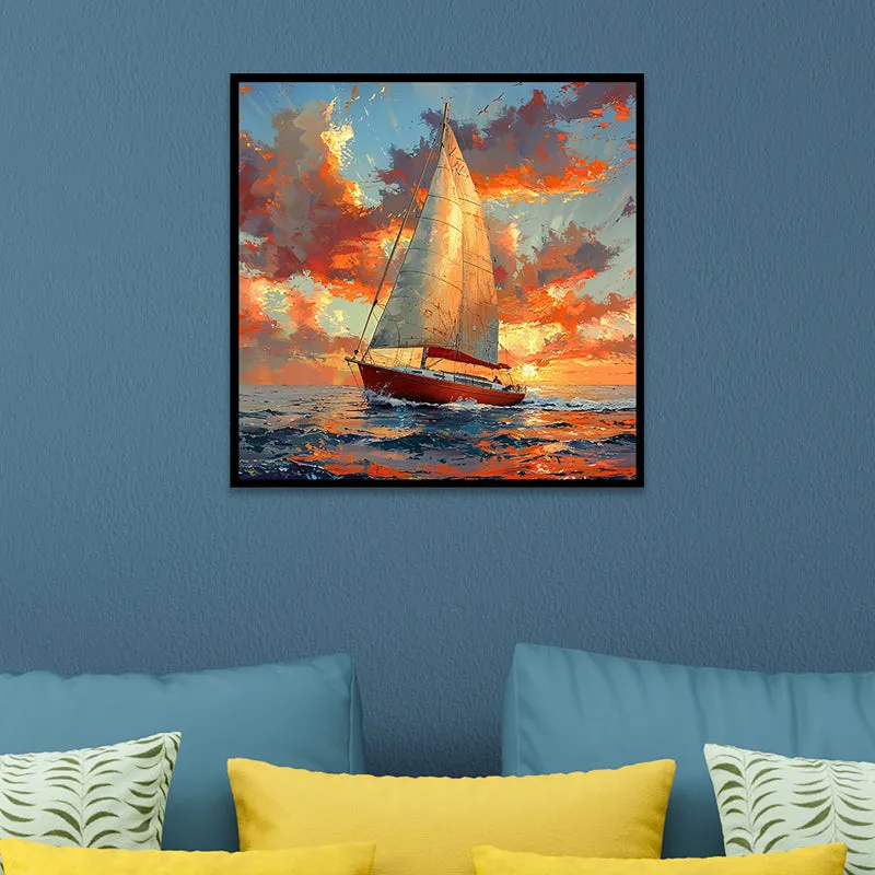 Sails Of Sunset Canvas Wall Art With Frame media 1