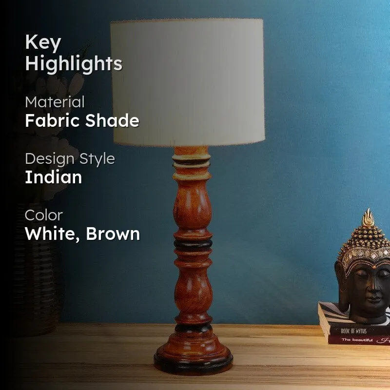 Sorar Argyle Fabric Table Lamp - White,Brown media 2