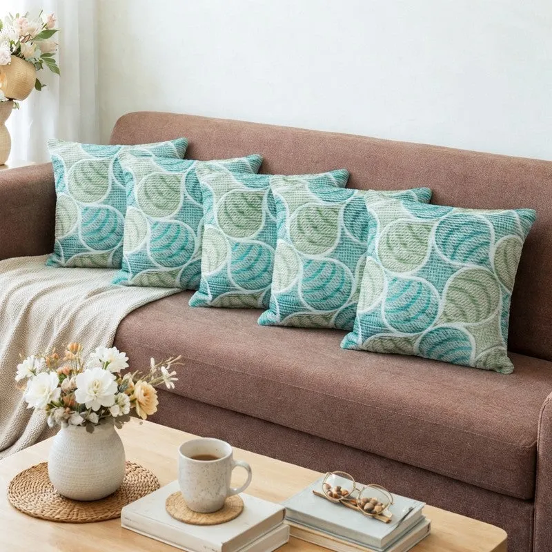 PetalPrism Cushion Cover (Sky Blue) - Set Of Five media 1