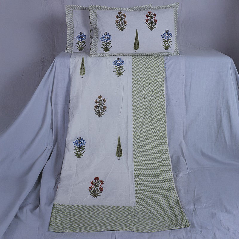 WhiteBloom Handblock Printed Cotton Bedsheet (Brown) - 400 TC media 6
