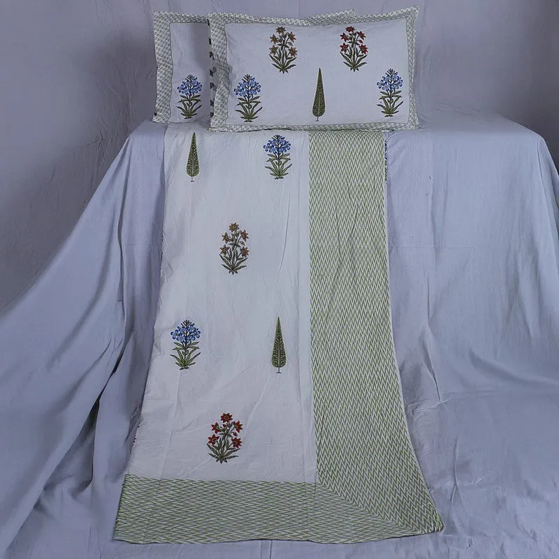 WhiteBloom Handblock Printed Cotton Bedsheet (Brown) - 400 TC media 6