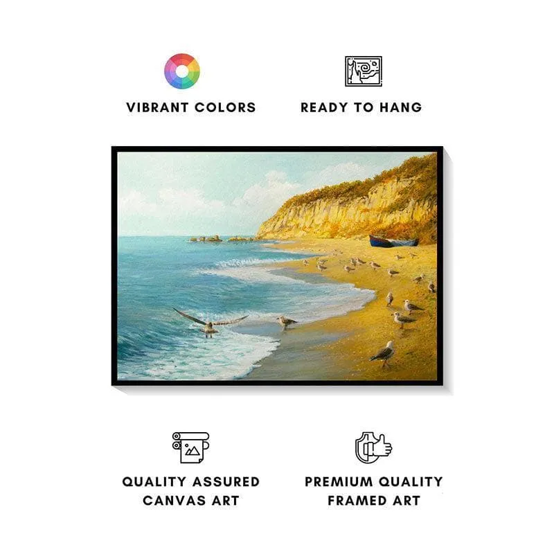 The Beach Canvas Wall Painting - Black Frame media 4