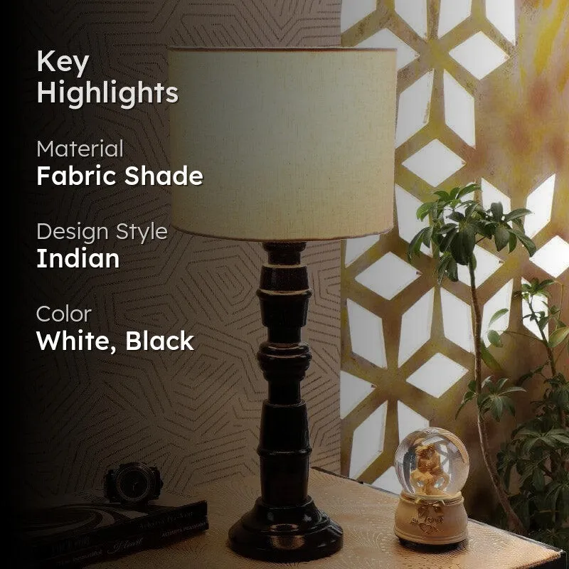 Urbane Baxter Fabric Table Lamp - White,Black media 2