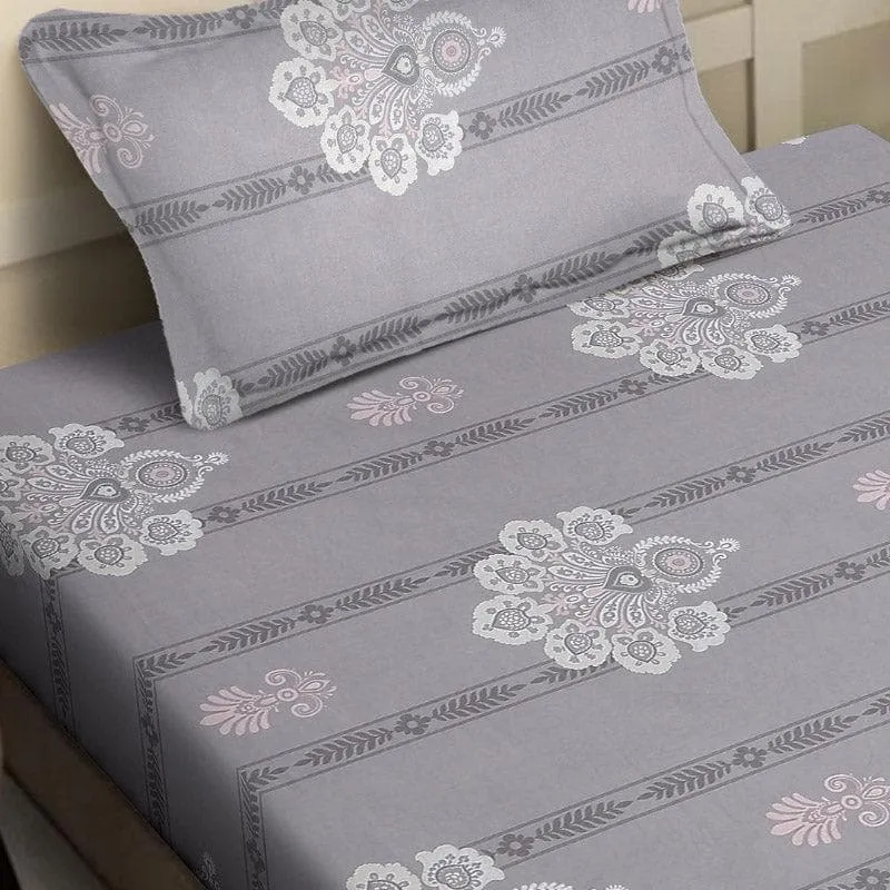 Vidushi Printed Cotton Bedsheet (Grey) - 200 TC media 3