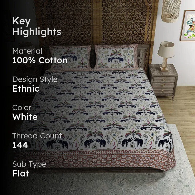 Devesha Ethnic Cotton Bedsheet s(Brown) - 144 TC media 2