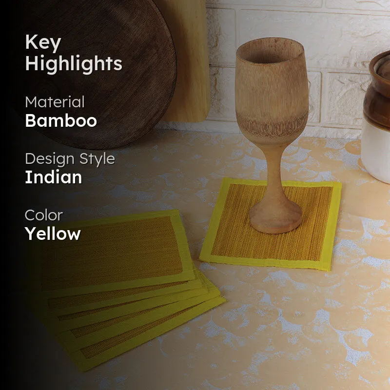 Woodland Nest Bamboo Coaster (Yellow) - Set Of Four media 2
