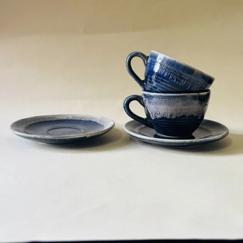 Ceramic Cup & Saucer (Blue/180 mL Each) - Set of Two media 7