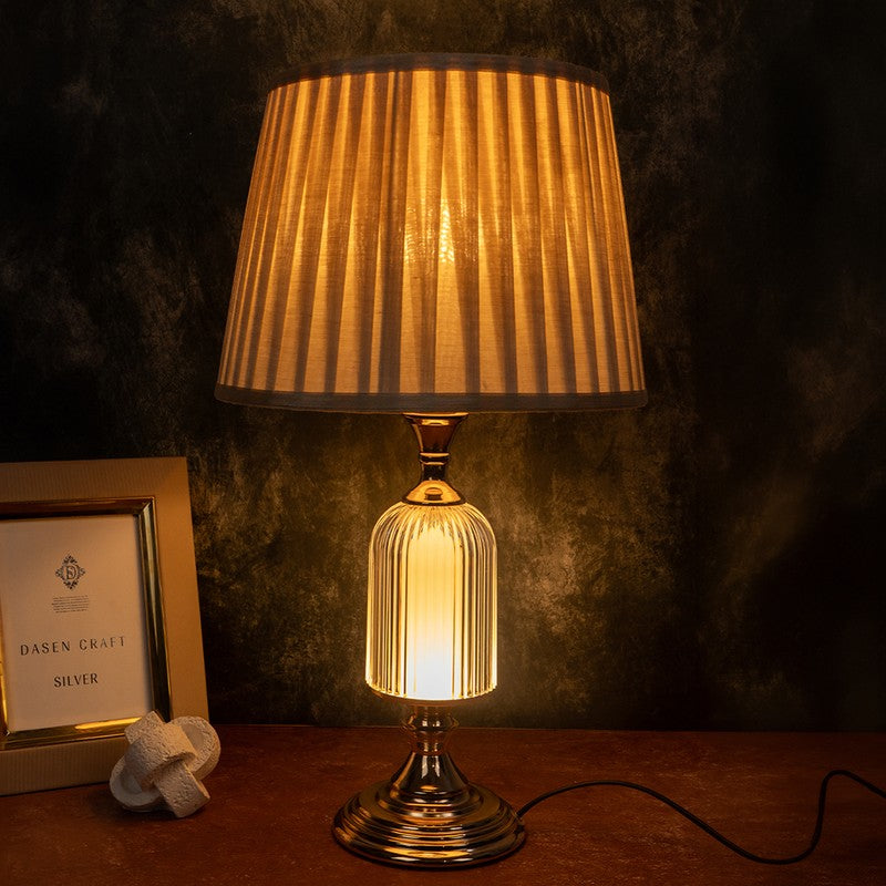 AarviDecor Elara Decorative Fabric Table Lamp - Ivory
