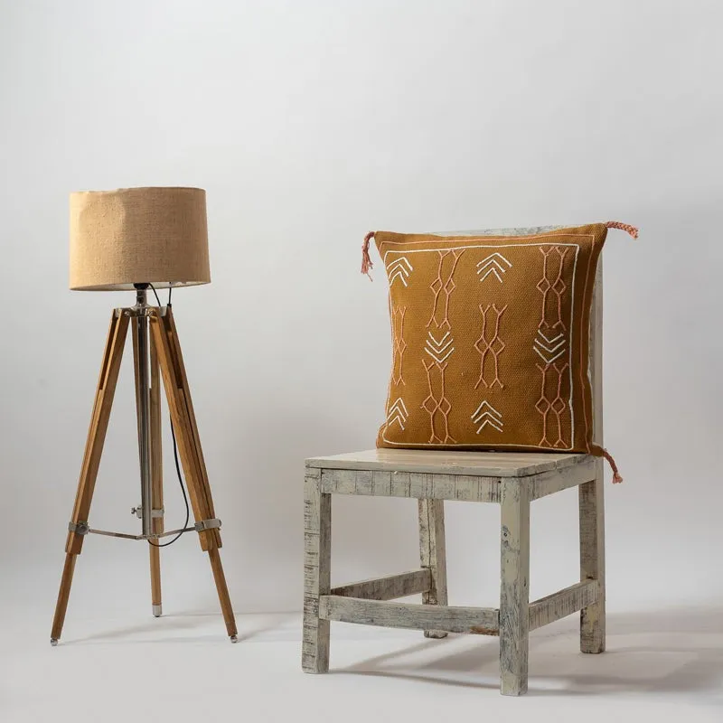 Glyph III Embroidered Cushion Cover - Ochre media 2