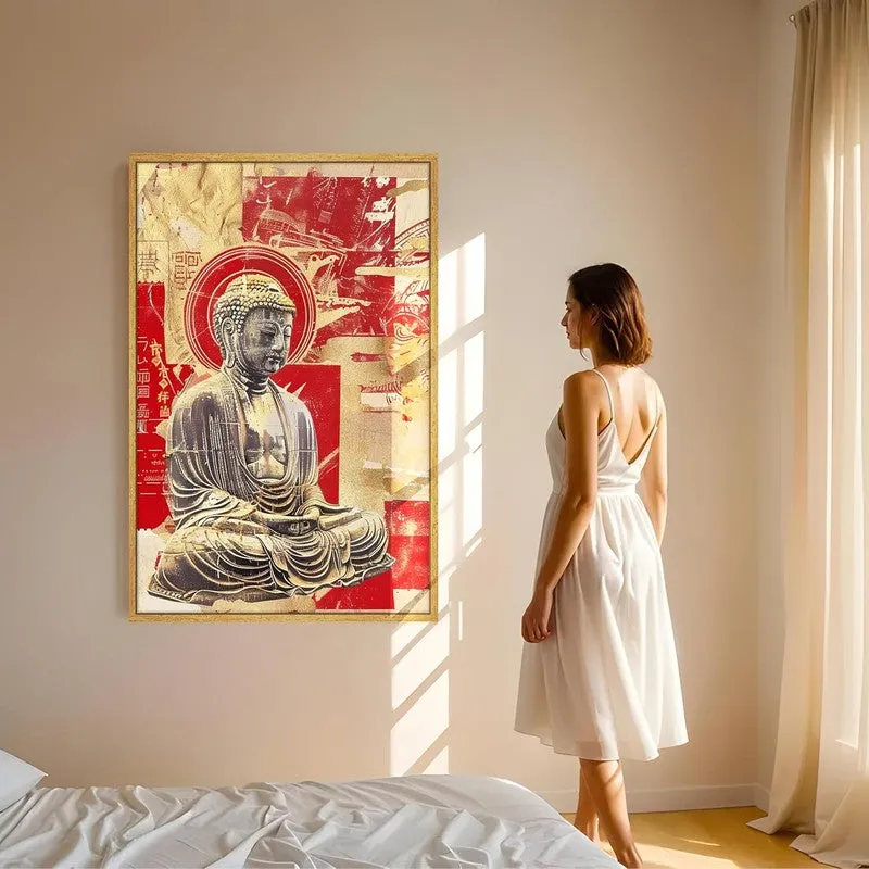 Crimson Buddha Wall Art With Frame media 2