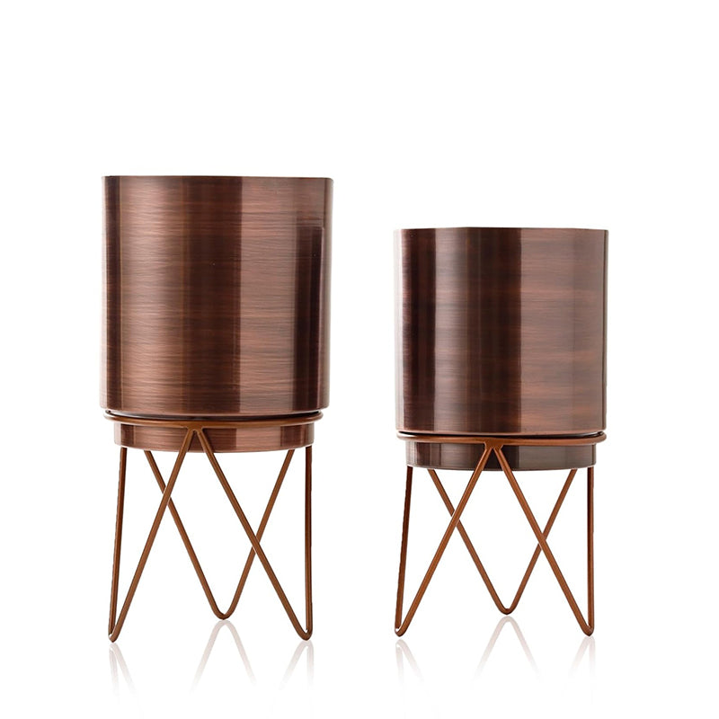 Mido Antique Planter With Stand (Bronze) - Set Of Two media 4