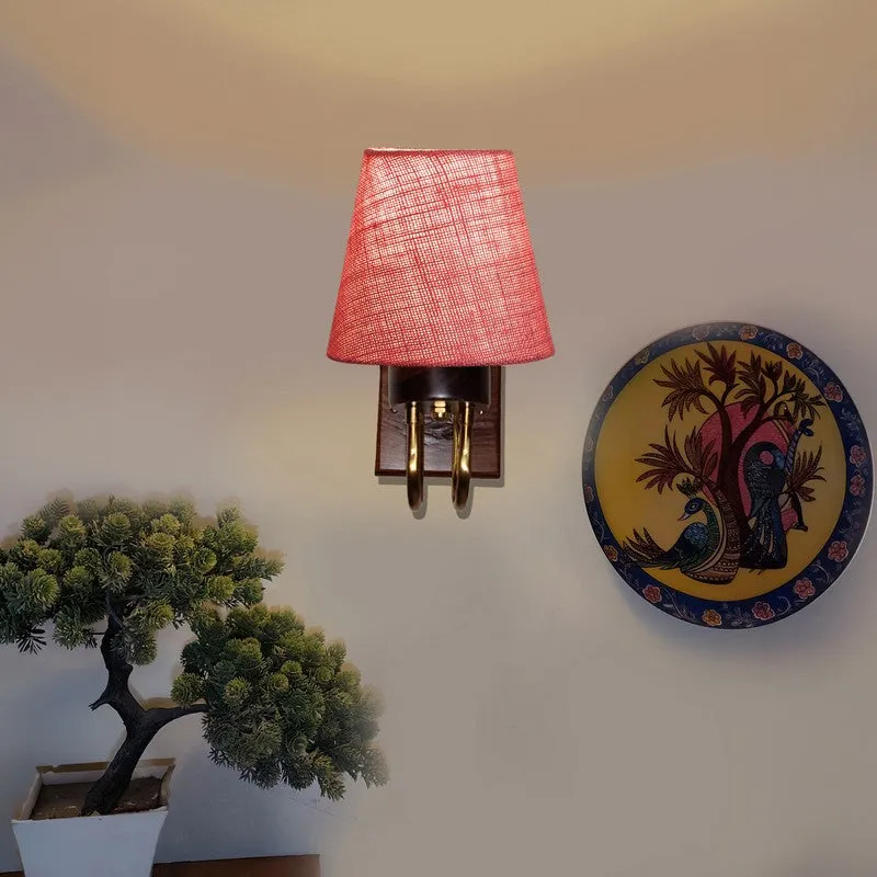 Gilded Arch Decorative Jute Wall Lamp - Pink media 4