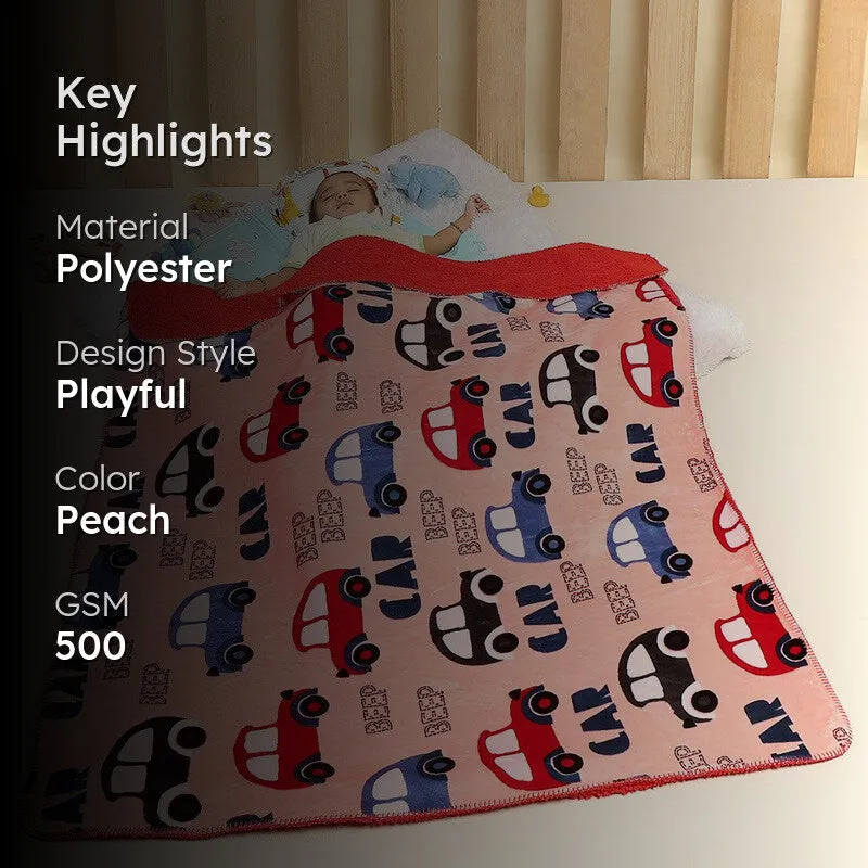 Monte Carlo Car Cuddle Kids Blanket (Peach)- 500 GSM media 2