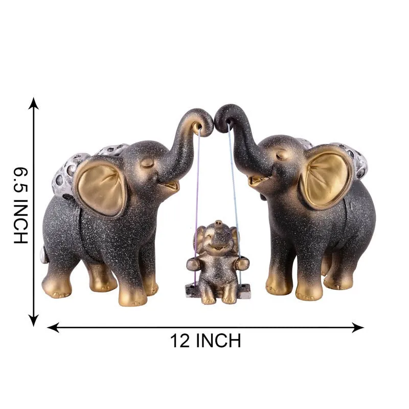 Tiny Tuskers Painted Polyresin Elephant Showpiece - Black media 7