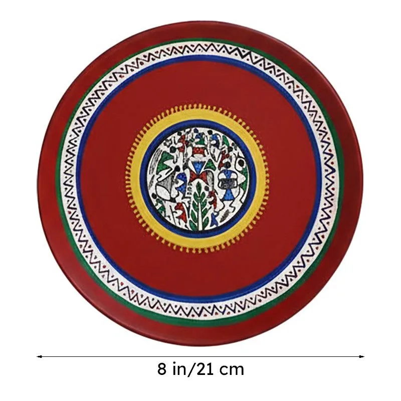 Naara Handpainted Wall Plate (Red) - Set Of Two media 8