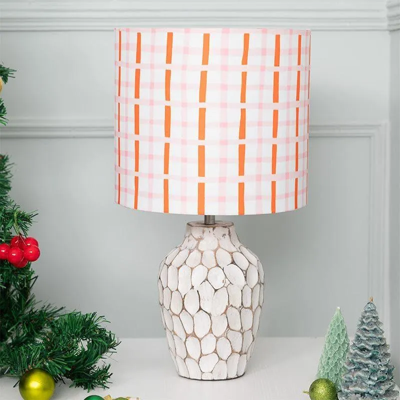 Merry Grid Yvie Fabric Table Lamp - White,Pink,Red media 3