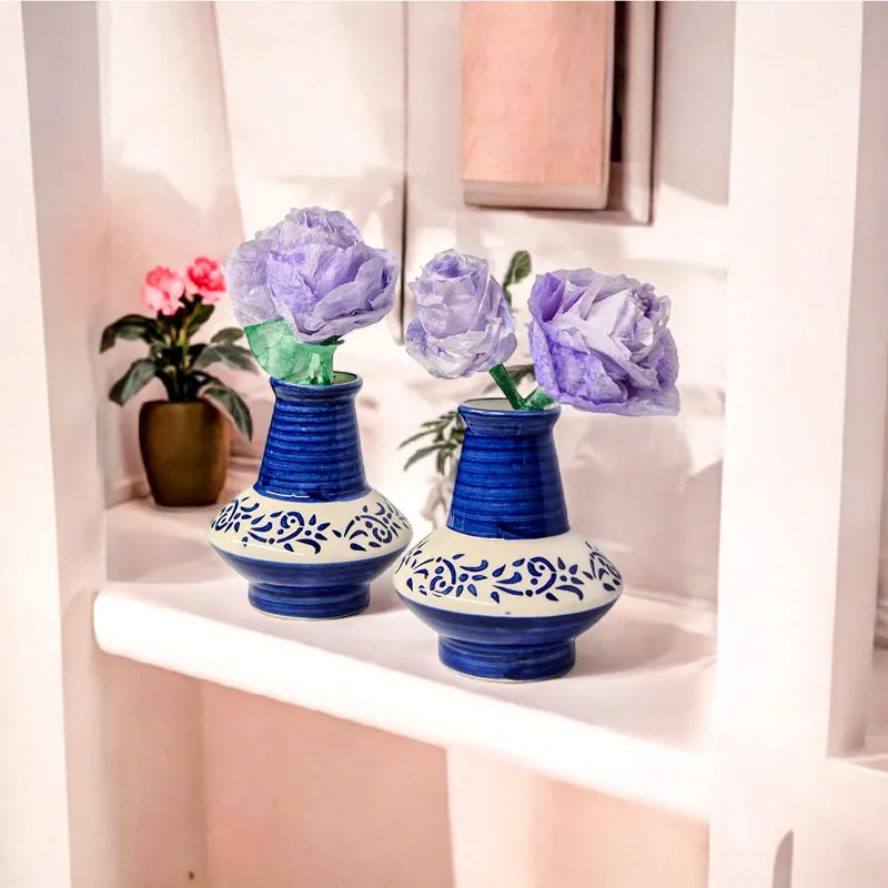 Mitti Azure Ceramic Vase - Set Of Two media 7