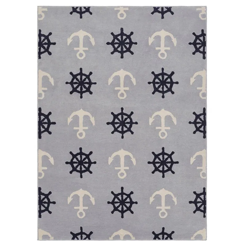 Anchors Hand Tufted Aweigh Kids Wool & Nylon Carpet - Blue media 1