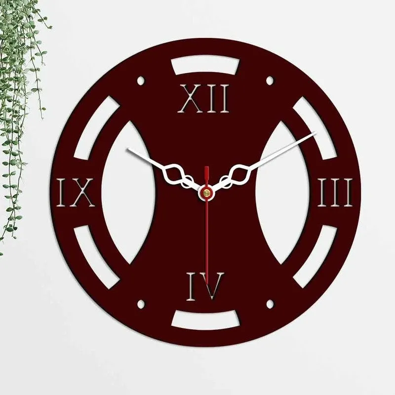 Heritage Maroon Wooden Wall Clock media 5
