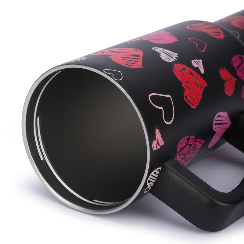 Heart Shale Stainless Steel Tumbler (1200 ML) - Black media 8