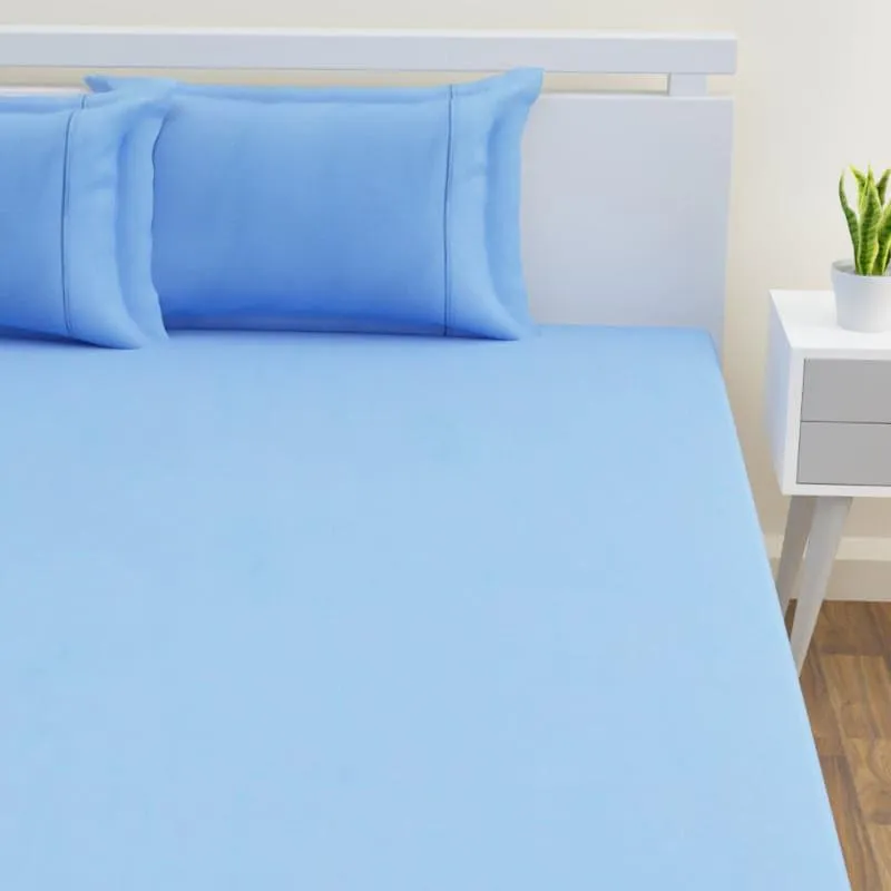 Yana Solid Cotton Bedsheet (Light Blue) - 300 TC media 3
