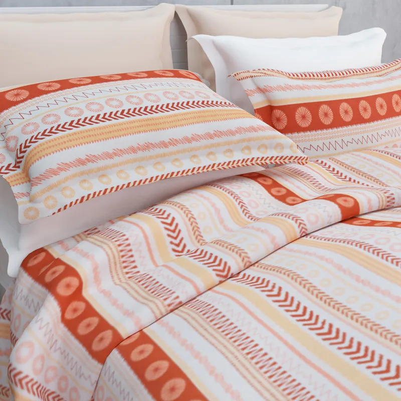 Florelle Strips Cotton Bedsheet (Orange) - 144 TC media 10