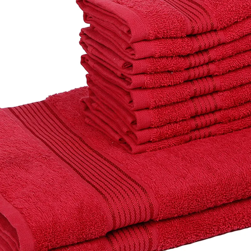 Comfora Bath & Face Towel Set (Red) - Ten Piece Set media 8